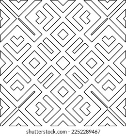 Stilvolle Textur mit Figuren aus Linien.
Abstraktes geometrisches Schwarz-Weiß-Muster für Webseiten, Texturen, Karten, Plakate, Gewebe, Textilien. Monochrome grafische Wiederholungsdesign. 