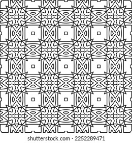 Stylish texture with figures from lines.
Abstract geometric black and white pattern for web page, textures, card, poster, fabric, textile. Monochrome graphic repeating design. 