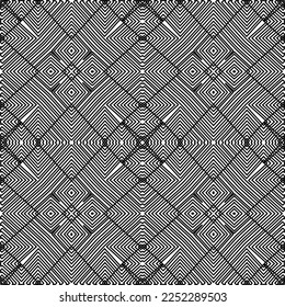 Stylish texture with figures from lines.
Abstract geometric black and white pattern for web page, textures, card, poster, fabric, textile. Monochrome graphic repeating design. 