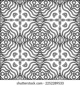Stylish texture with figures from lines.
Abstract geometric black and white pattern for web page, textures, card, poster, fabric, textile. Monochrome graphic repeating design. 