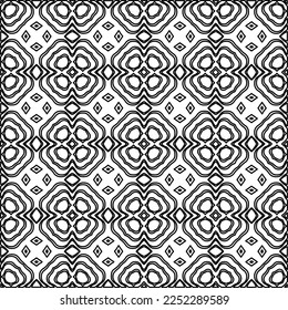 Stylish texture with figures from lines.
Abstract geometric black and white pattern for web page, textures, card, poster, fabric, textile. Monochrome graphic repeating design. 