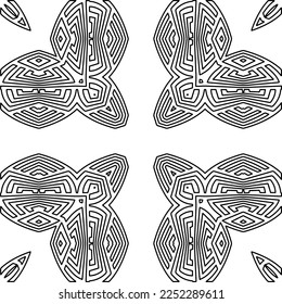 Stylish texture with figures from lines.
Abstract geometric black and white pattern for web page, textures, card, poster, fabric, textile. Monochrome graphic repeating design. 