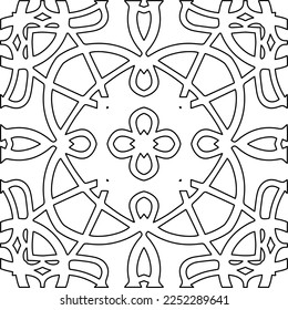 Stylish texture with figures from lines.
Abstract geometric black and white pattern for web page, textures, card, poster, fabric, textile. Monochrome graphic repeating design. 