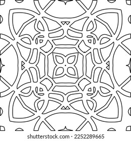 Stylish texture with figures from lines.
Abstract geometric black and white pattern for web page, textures, card, poster, fabric, textile. Monochrome graphic repeating design. 