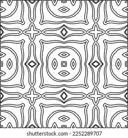 Stylish texture with figures from lines.
Abstract geometric black and white pattern for web page, textures, card, poster, fabric, textile. Monochrome graphic repeating design. 