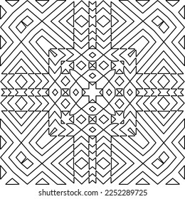 Stylish texture with figures from lines.
Abstract geometric black and white pattern for web page, textures, card, poster, fabric, textile. Monochrome graphic repeating design. 
