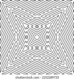 Stylish texture with figures from lines.
Abstract geometric black and white pattern for web page, textures, card, poster, fabric, textile. Monochrome graphic repeating design. 