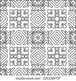 Stylish texture with figures from lines.
Abstract geometric black and white pattern for web page, textures, card, poster, fabric, textile. Monochrome graphic repeating design. 