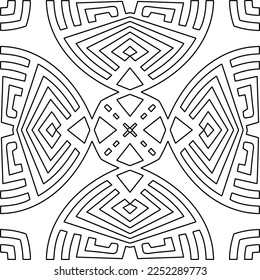 Stylish texture with figures from lines.
Abstract geometric black and white pattern for web page, textures, card, poster, fabric, textile. Monochrome graphic repeating design. 