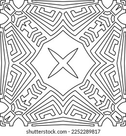 Stylish texture with figures from lines.
Abstract geometric black and white pattern for web page, textures, card, poster, fabric, textile. Monochrome graphic repeating design. 