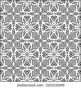 Stylish texture with figures from lines.
Abstract geometric black and white pattern for web page, textures, card, poster, fabric, textile. Monochrome graphic repeating design. 