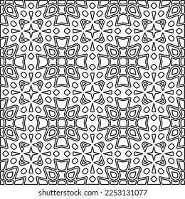 Stylish texture with figures from lines.
Abstract geometric black and white pattern for web page, textures, card, poster, fabric, textile. Monochrome graphic repeating design. 