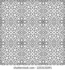 Stylish texture with figures from lines.
Abstract geometric black and white pattern for web page, textures, card, poster, fabric, textile. Monochrome graphic repeating design. 