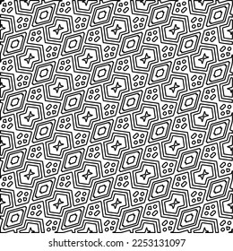 Stylish texture with figures from lines.
Abstract geometric black and white pattern for web page, textures, card, poster, fabric, textile. Monochrome graphic repeating design. 