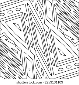 Stilvolle Textur mit Figuren aus Linien.
Abstraktes geometrisches Schwarz-Weiß-Muster für Webseiten, Texturen, Karten, Plakate, Gewebe, Textilien. Monochrome grafische Wiederholungsdesign. 