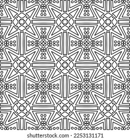 Stylish texture with figures from lines.
Abstract geometric black and white pattern for web page, textures, card, poster, fabric, textile. Monochrome graphic repeating design. 