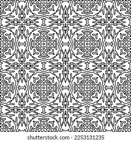 Textura elegante con figuras de líneas.
Resumen de patrones geométricos en blanco y negro para página web, texturas, tarjeta, afiche, tela, textil. Diseño repetitivo gráfico monocromo. 