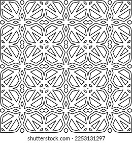 Stylish texture with figures from lines.
Abstract geometric black and white pattern for web page, textures, card, poster, fabric, textile. Monochrome graphic repeating design. 