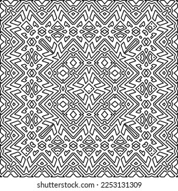 Stylish texture with figures from lines.
Abstract geometric black and white pattern for web page, textures, card, poster, fabric, textile. Monochrome graphic repeating design. 