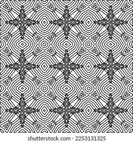 Textura elegante con figuras de líneas.
Resumen de patrones geométricos en blanco y negro para página web, texturas, tarjeta, afiche, tela, textil. Diseño repetitivo gráfico monocromo. 