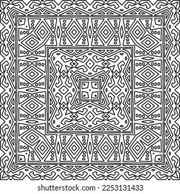 Stylish texture with figures from lines.
Abstract geometric black and white pattern for web page, textures, card, poster, fabric, textile. Monochrome graphic repeating design. 