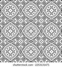 Stylish texture with figures from lines.
Abstract geometric black and white pattern for web page, textures, card, poster, fabric, textile. Monochrome graphic repeating design. 