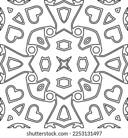 Stylish texture with figures from lines.
Abstract geometric black and white pattern for web page, textures, card, poster, fabric, textile. Monochrome graphic repeating design. 