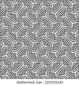 Stylish texture with figures from lines.
Abstract geometric black and white pattern for web page, textures, card, poster, fabric, textile. Monochrome graphic repeating design. 