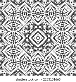 Stylish texture with figures from lines.
Abstract geometric black and white pattern for web page, textures, card, poster, fabric, textile. Monochrome graphic repeating design. 