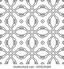 Stylish texture with figures from lines.
Abstract geometric black and white pattern for web page, textures, card, poster, fabric, textile. Monochrome graphic repeating design. 