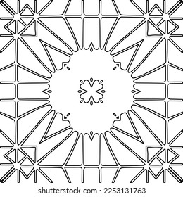 Stylish texture with figures from lines.
Abstract geometric black and white pattern for web page, textures, card, poster, fabric, textile. Monochrome graphic repeating design. 