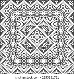 Stylish texture with figures from lines.
Abstract geometric black and white pattern for web page, textures, card, poster, fabric, textile. Monochrome graphic repeating design. 