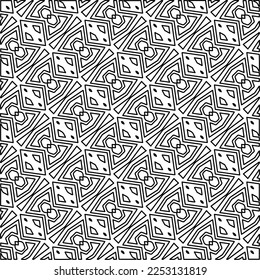 Stylish texture with figures from lines.
Abstract geometric black and white pattern for web page, textures, card, poster, fabric, textile. Monochrome graphic repeating design. 
