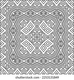 Stylish texture with figures from lines.
Abstract geometric black and white pattern for web page, textures, card, poster, fabric, textile. Monochrome graphic repeating design. 