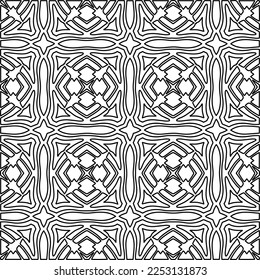 Stylish texture with figures from lines.
Abstract geometric black and white pattern for web page, textures, card, poster, fabric, textile. Monochrome graphic repeating design. 
