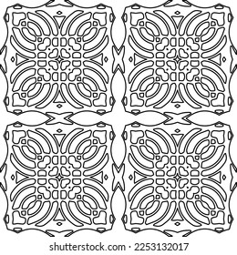 Stylish texture with figures from lines.
Abstract geometric black and white pattern for web page, textures, card, poster, fabric, textile. Monochrome graphic repeating design. 