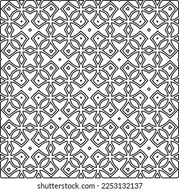Stylish texture with figures from lines.
Abstract geometric black and white pattern for web page, textures, card, poster, fabric, textile. Monochrome graphic repeating design. 