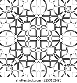 Stylish texture with figures from lines.
Abstract geometric black and white pattern for web page, textures, card, poster, fabric, textile. Monochrome graphic repeating design. 