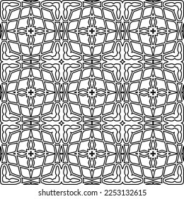 Stylish texture with figures from lines.
Abstract geometric black and white pattern for web page, textures, card, poster, fabric, textile. Monochrome graphic repeating design. 