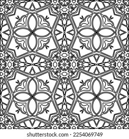 Stylish texture with figures from lines.
Abstract geometric black and white pattern for web page, textures, card, poster, fabric, textile. Monochrome graphic repeating design. 