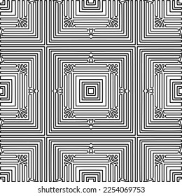 Textura elegante con figuras de líneas.
Resumen de patrones geométricos en blanco y negro para página web, texturas, tarjeta, afiche, tela, textil. Diseño repetitivo gráfico monocromo. 