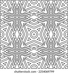Stylish texture with figures from lines.
Abstract geometric black and white pattern for web page, textures, card, poster, fabric, textile. Monochrome graphic repeating design. 
