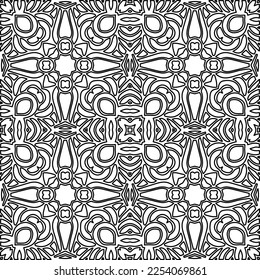 Stylish texture with figures from lines.
Abstract geometric black and white pattern for web page, textures, card, poster, fabric, textile. Monochrome graphic repeating design. 