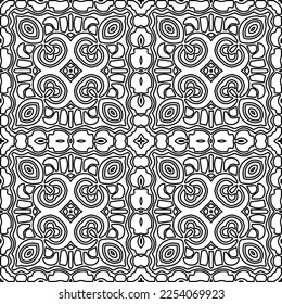 Stylish texture with figures from lines.
Abstract geometric black and white pattern for web page, textures, card, poster, fabric, textile. Monochrome graphic repeating design. 