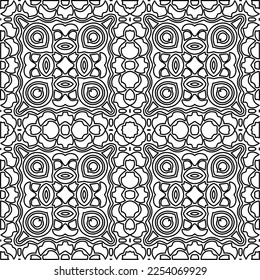 Stylish texture with figures from lines.
Abstract geometric black and white pattern for web page, textures, card, poster, fabric, textile. Monochrome graphic repeating design. 