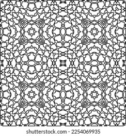 Stylish texture with figures from lines.
Abstract geometric black and white pattern for web page, textures, card, poster, fabric, textile. Monochrome graphic repeating design. 