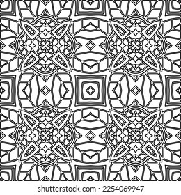 Stylish texture with figures from lines.
Abstract geometric black and white pattern for web page, textures, card, poster, fabric, textile. Monochrome graphic repeating design. 
