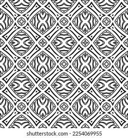 Stylish texture with figures from lines.
Abstract geometric black and white pattern for web page, textures, card, poster, fabric, textile. Monochrome graphic repeating design. 