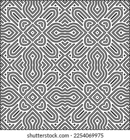 Stylish texture with figures from lines.
Abstract geometric black and white pattern for web page, textures, card, poster, fabric, textile. Monochrome graphic repeating design. 