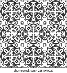 Stylish texture with figures from lines.
Abstract geometric black and white pattern for web page, textures, card, poster, fabric, textile. Monochrome graphic repeating design. 